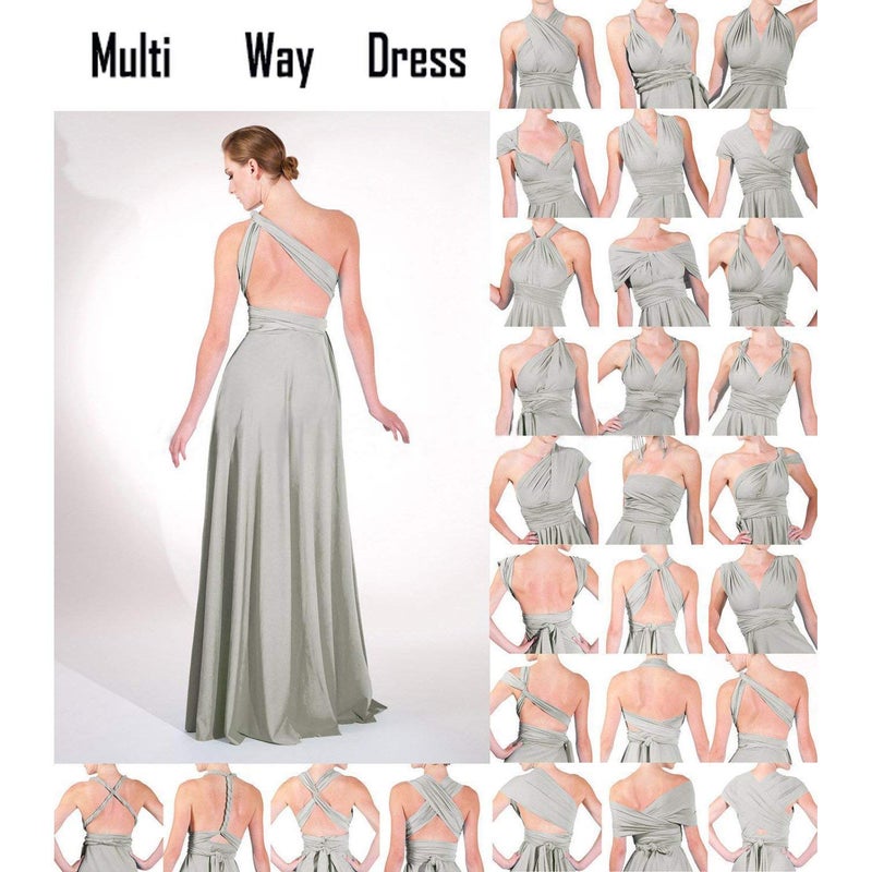 IWEMEK Women Transformer Convertible Multi Way Wrap Long Prom Maxi Dress Halter V-Neck Wedding Bridesmaid Evening Party Dress Adjustable Spaghetti Strap Backless Flowy Boho Beach Cocktail Dance Gown White L - Image 4